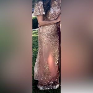 Rose Gold Flutter Sleeve Mermaid style dress